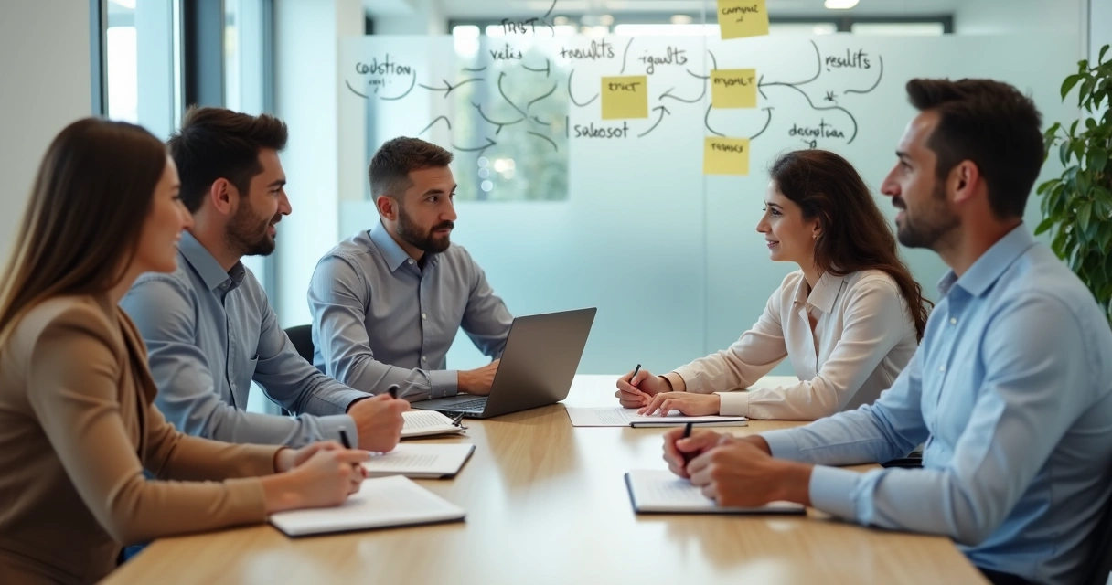 Colegas em reunião conciliando conflitos no ambiente de trabalho moderno 