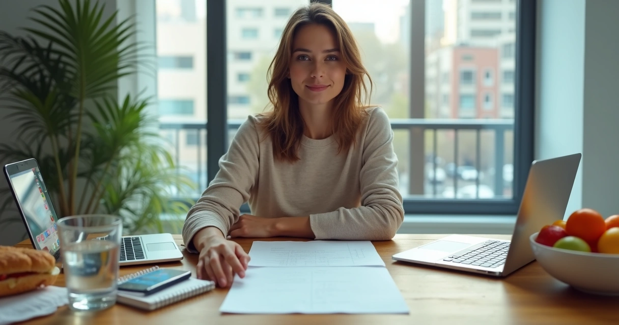 Pessoa refletindo diante de duas escolhas opostas se integrando em uma decisão equilibrada 