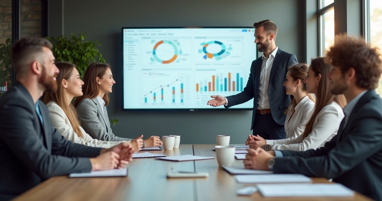Gestor reconhecendo resultados da equipe em reunião