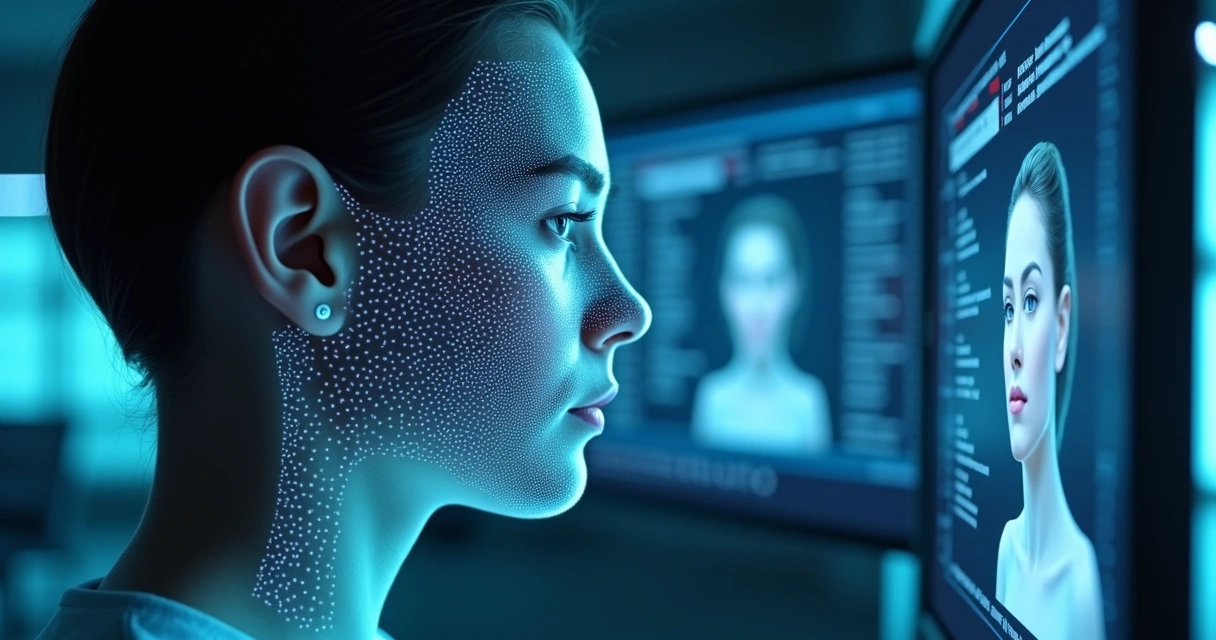 Pessoa sendo identificada por sistema de reconhecimento facial 