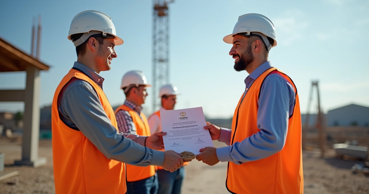 Supervisor entrega placa de reconhecimento em obra