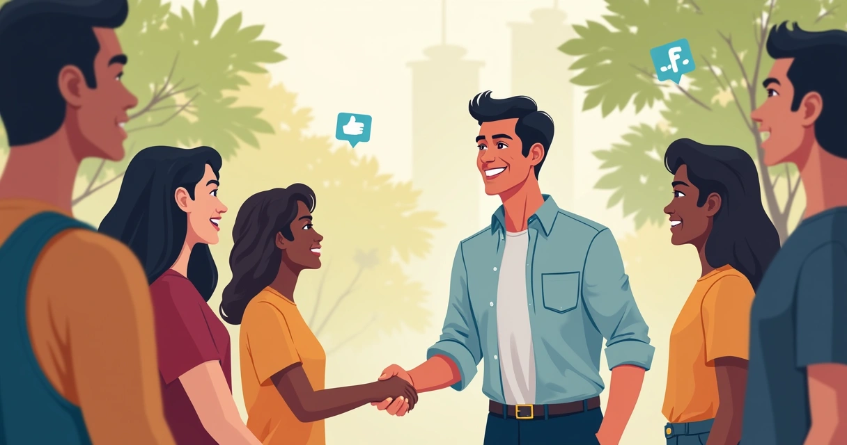 Político sorrindo ao cumprimentar apoiador após crise digital 