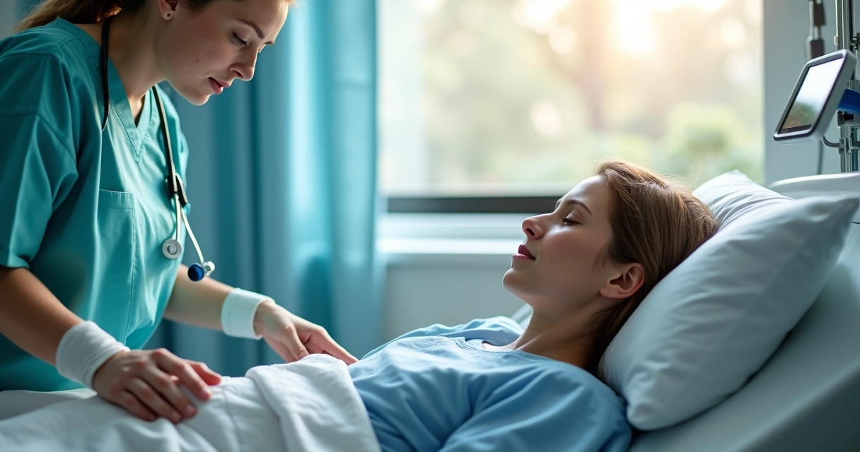 Paciente em recuperação hospitalar após procedimento 