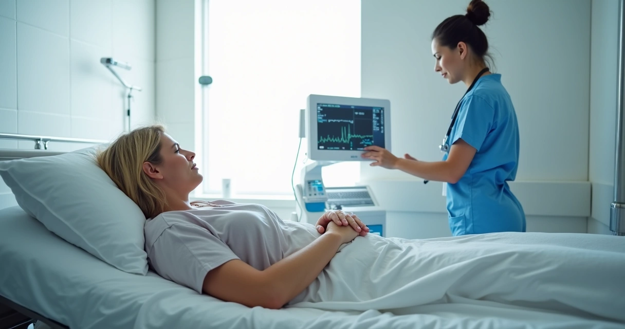 Paciente em recuperação após cirurgia ginecológica minimamente invasiva 