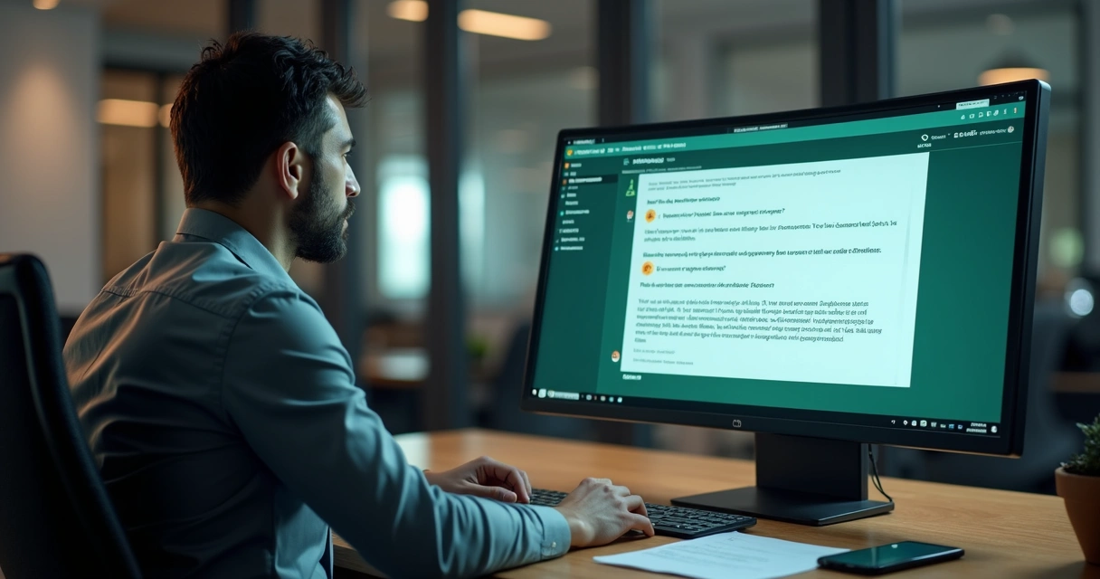 Pessoa analisando notificações de bloqueio do WhatsApp em computador 