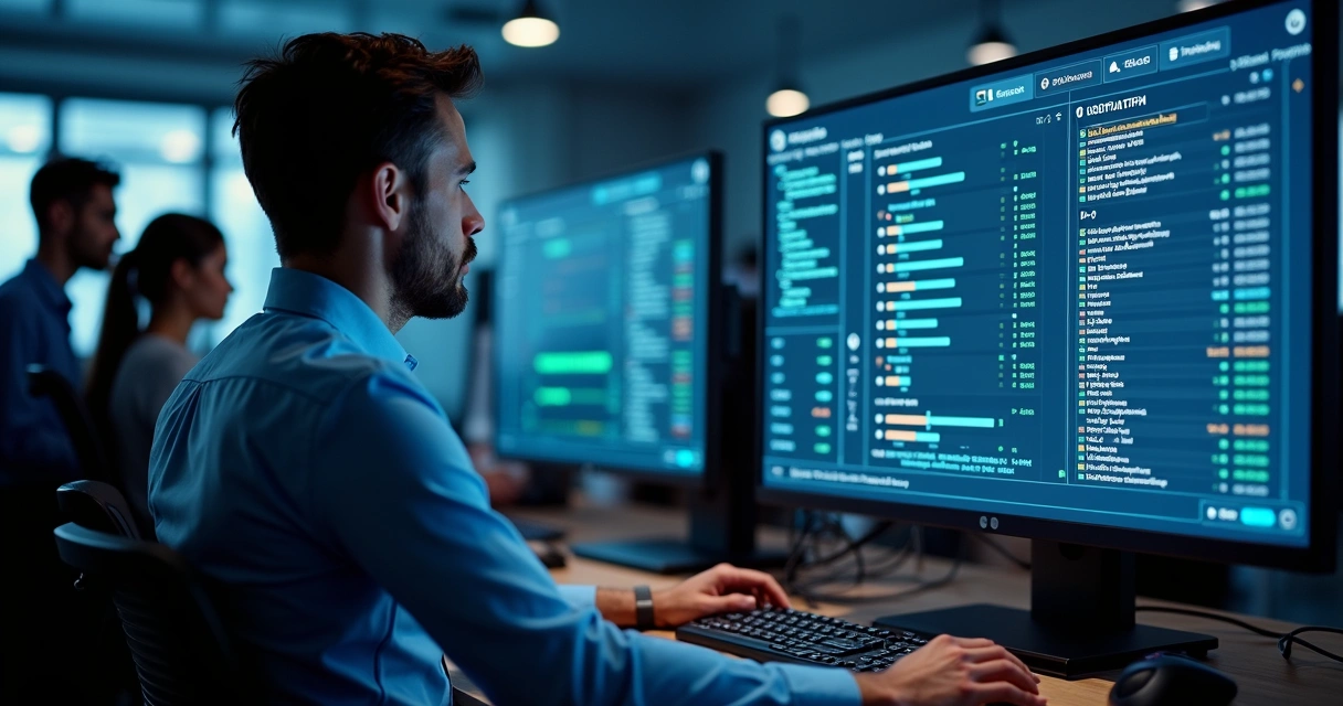 Especialista restaurando sistema após incidente de TI 