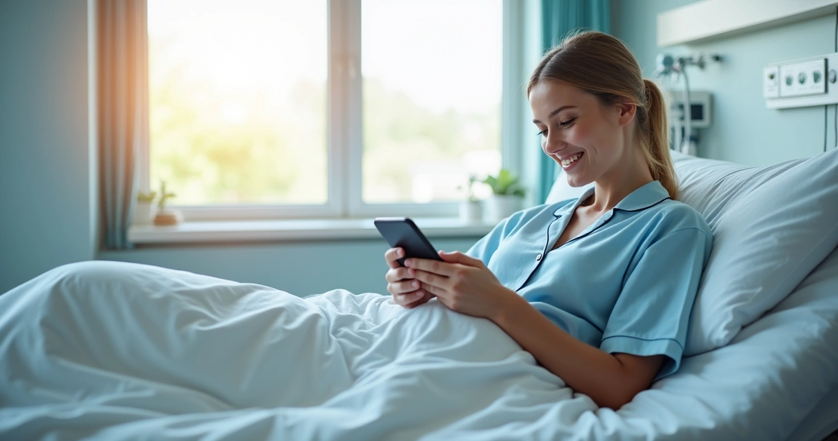 Paciente se recupera confortavelmente após cirurgia de hérnia. 