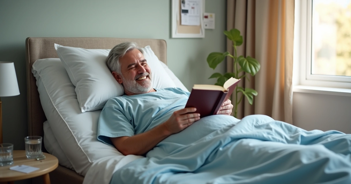 Homem em repouso se recuperando de cirurgia peniana 