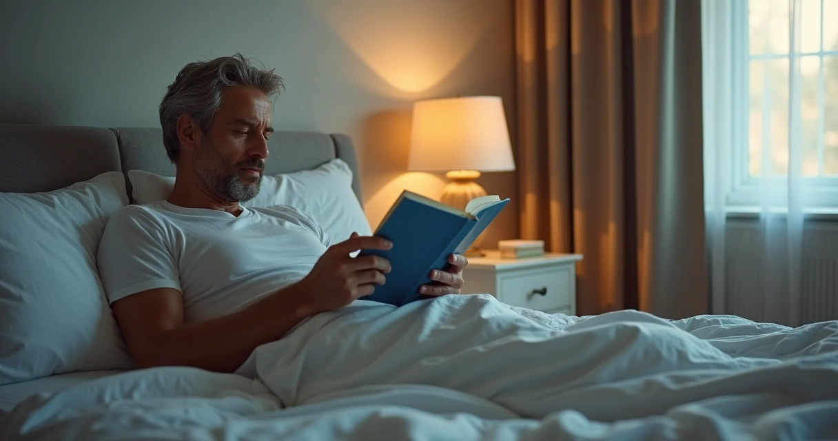 Homem em recuperação relaxando após harmonização peniana 
