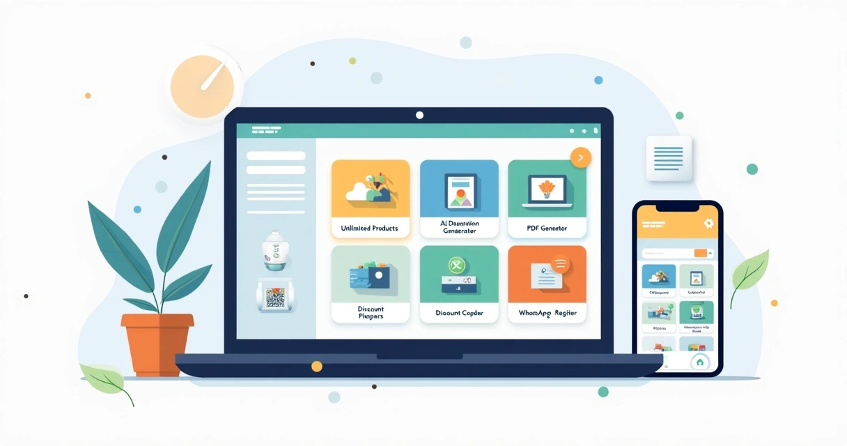 Painel com recursos de catálogo digital em destaque 