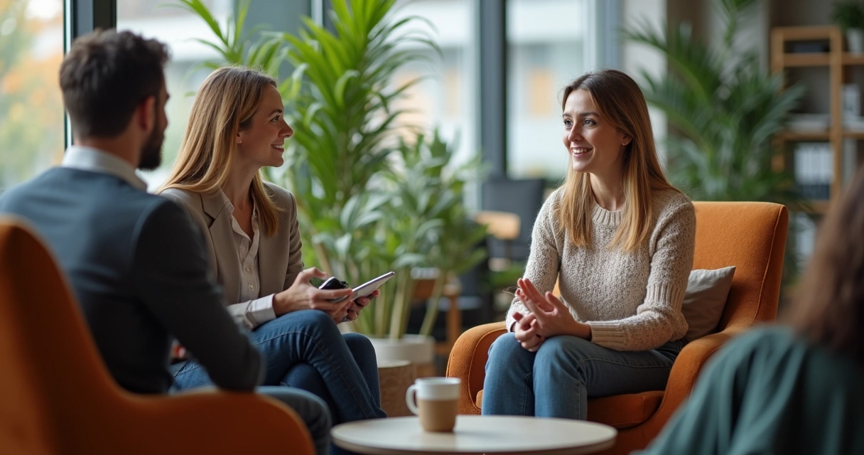 Reunión de recursos humanos dialogando con empatía 
