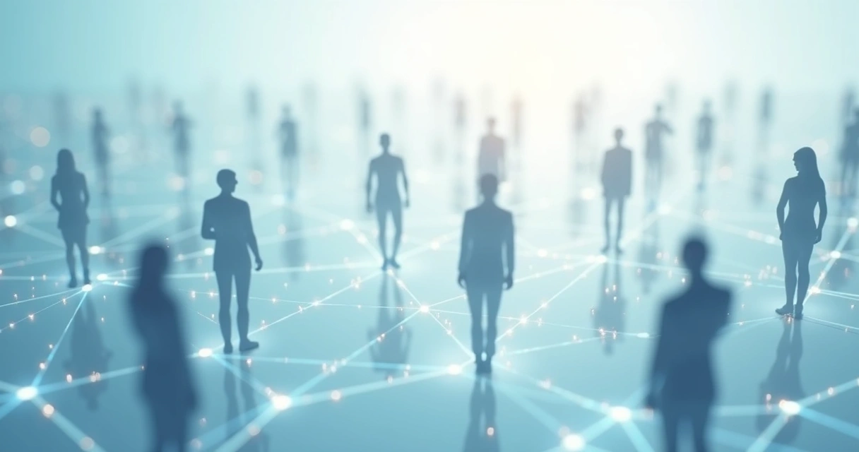 Red conectada sobre fondo claro representando sistemas humanos interconectados 