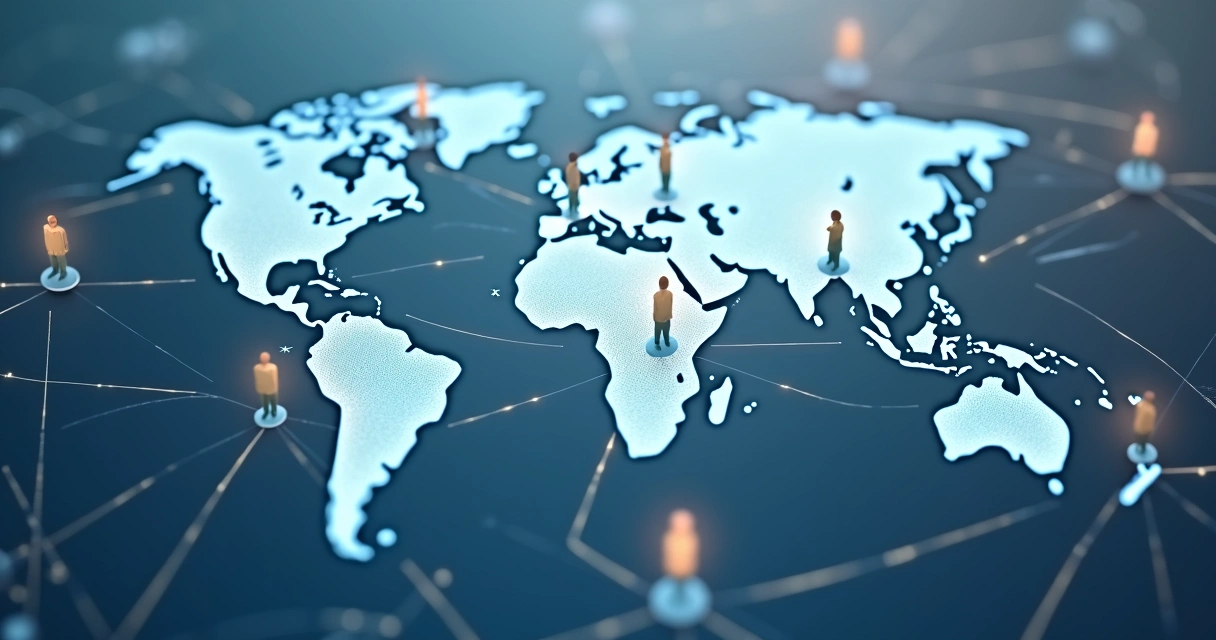 Ilustración de una red de conexiones humanas interconectadas 