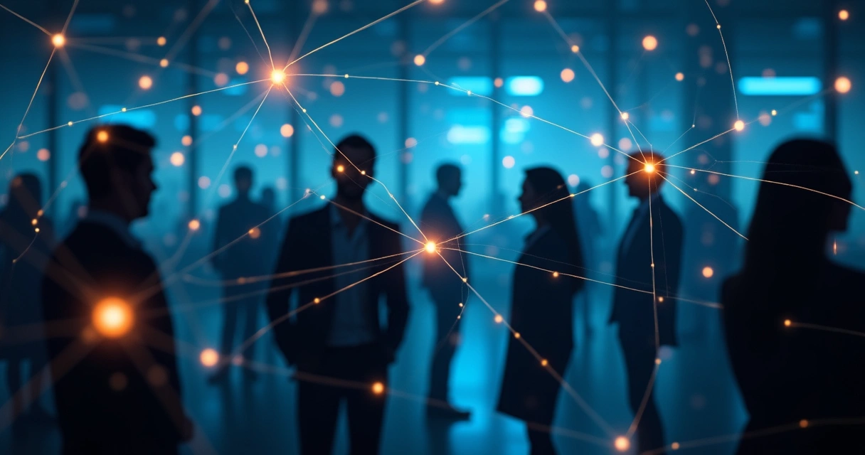 Representación visual de una red invisible conectando personas en una organización