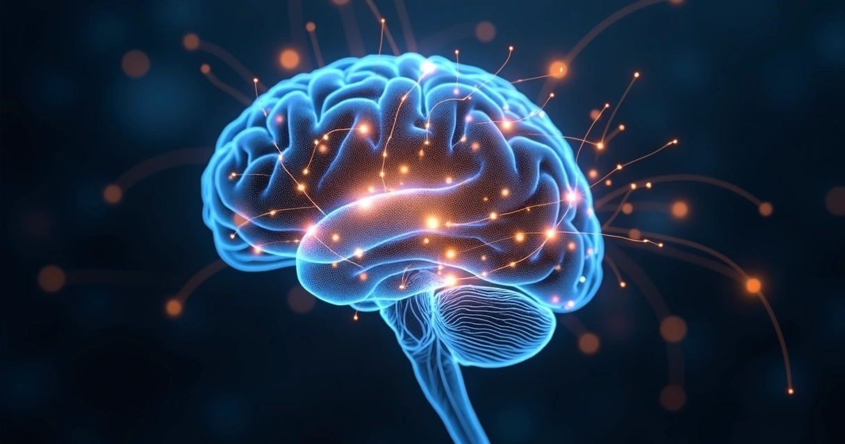 Ilustración de conexiones neuronales en un cerebro humano