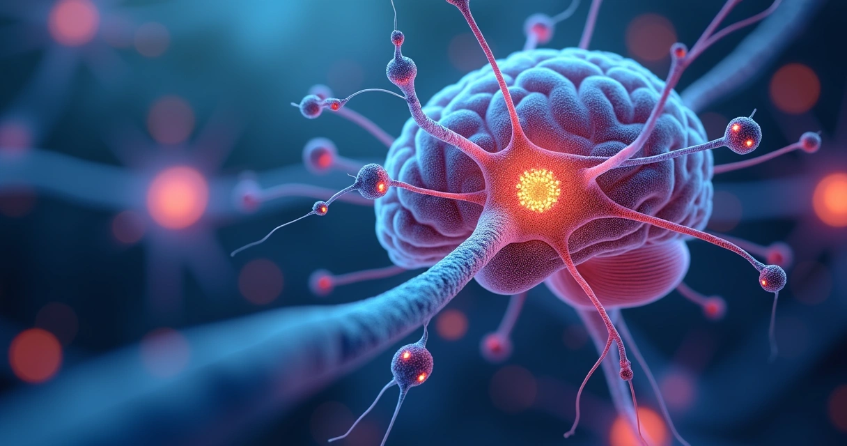 Vista detallada de redes neuronales en el cerebro humano