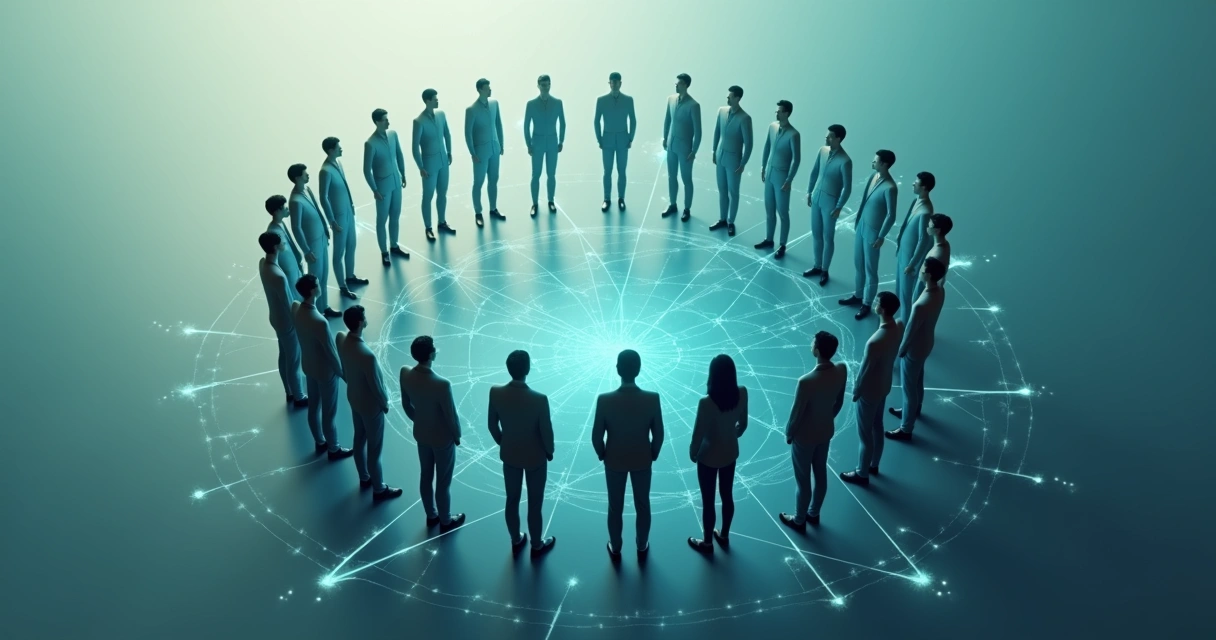 Personas conectadas por líneas formando una red de sistemas humanos 