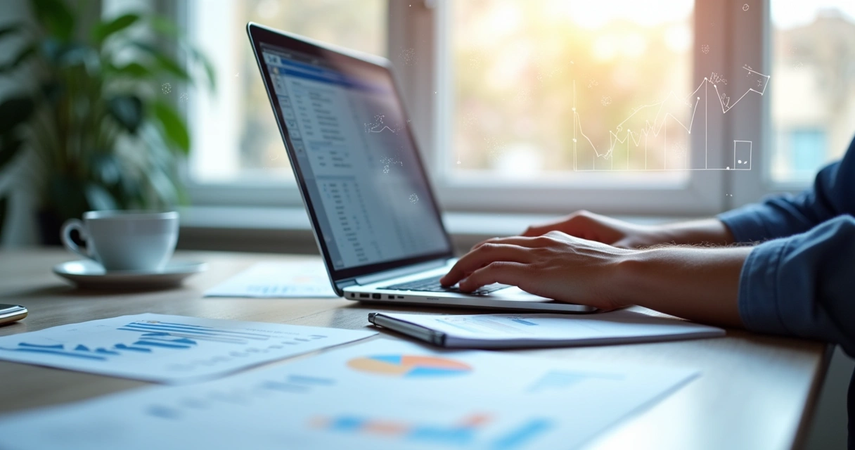 Perito usando notebook para escrever laudo digital 