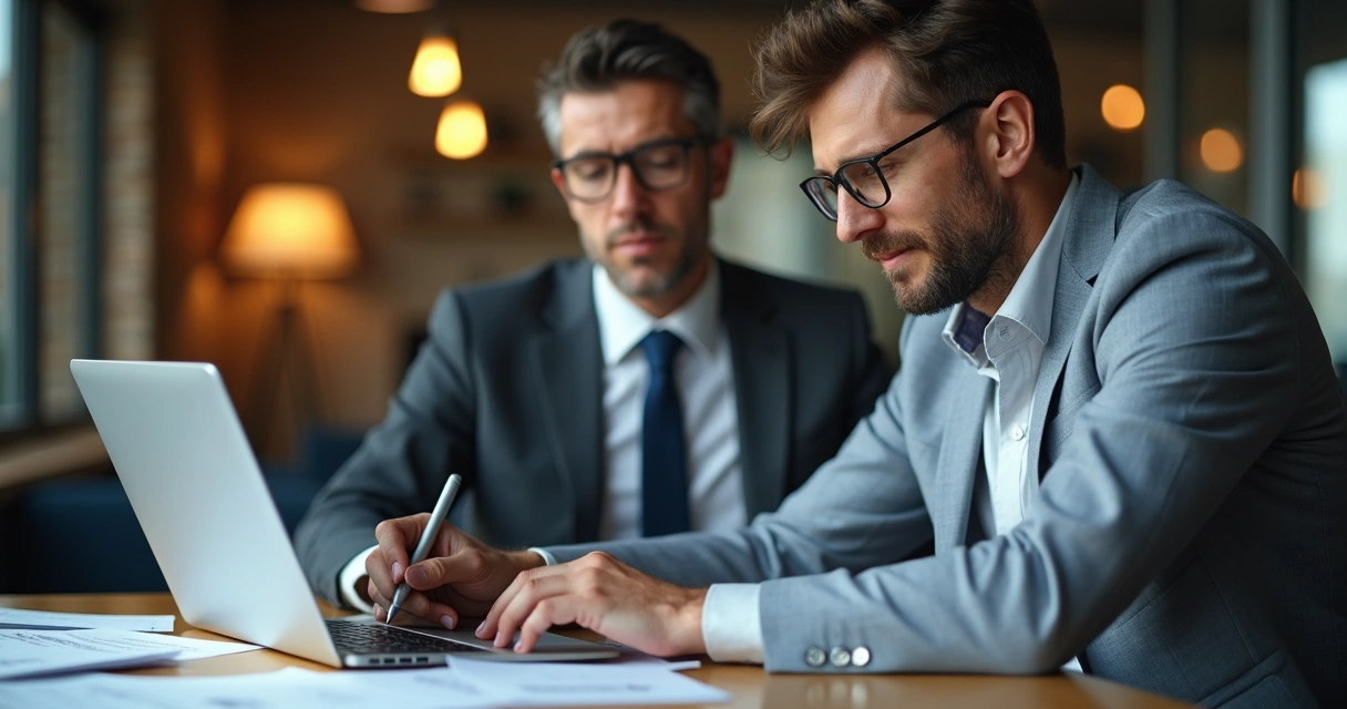 Líder escrevendo conteúdo estratégico em notebook 