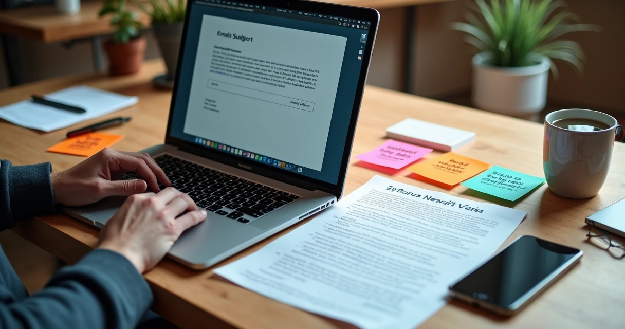 Mesa de trabalho com exemplos de texto persuasivo 