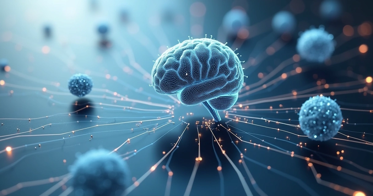 Rede de links conectando sites e inteligência artificial 