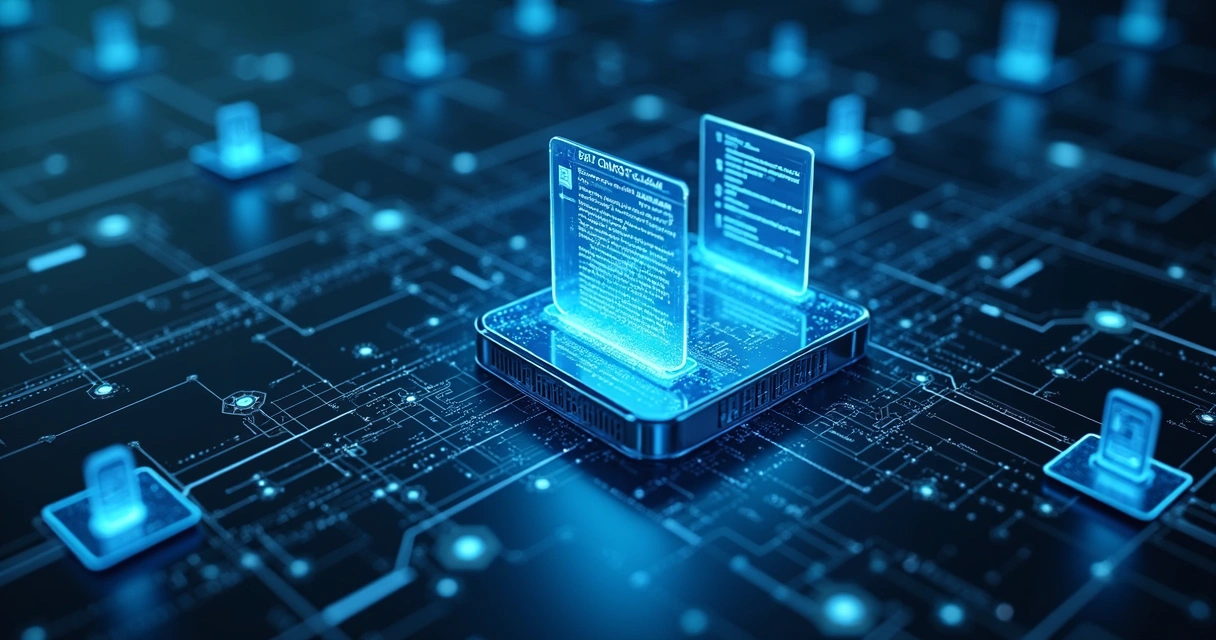 Rede blockchain corporativa conectando documentos e servidores