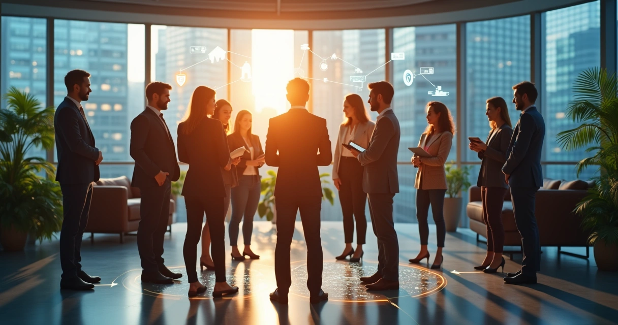 Rede de pessoas conectadas em um ambiente de trabalho