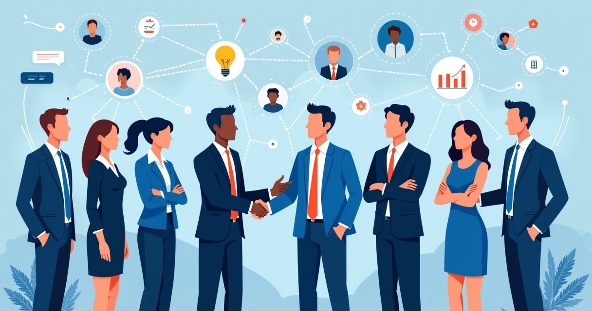 Rede de conexões representando o networking do LinkedIn