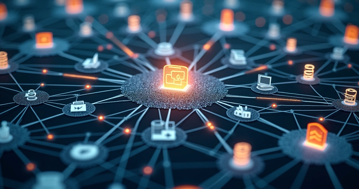 Ilustração de fluxos de dados em uma rede corporativa 