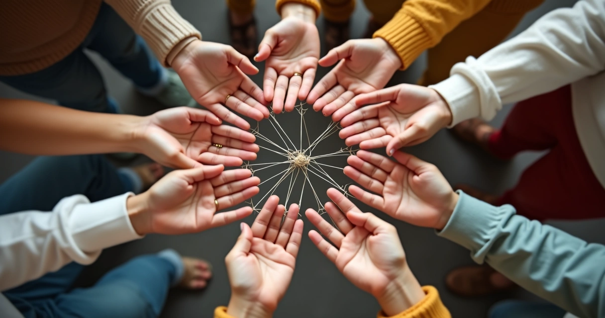 Rede de pessoas conectadas representando ligação de decisões individuais 