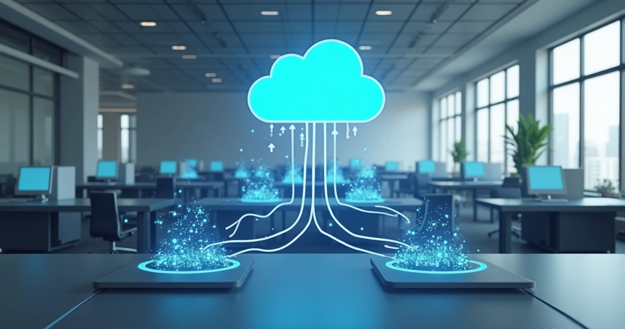 Diagramas de uma rede empresarial interligando filiais e dados na nuvem