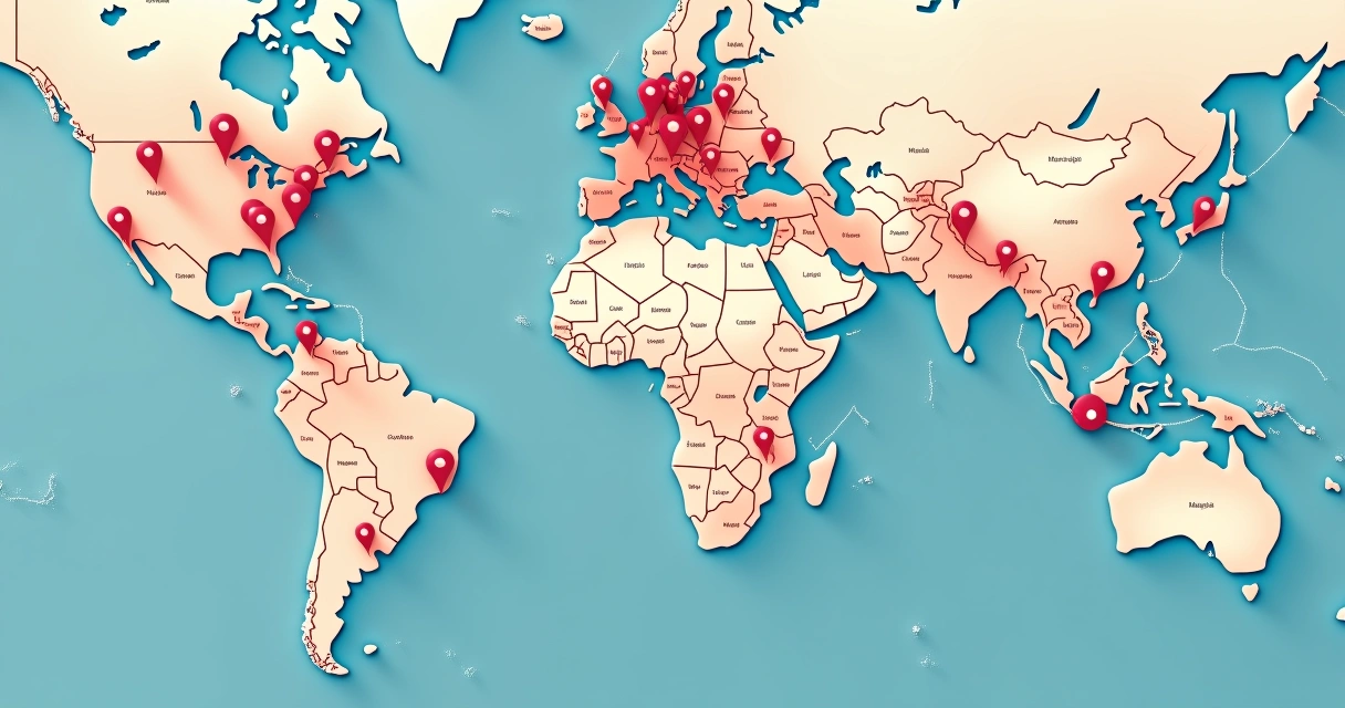 Mapa mostrando hospitais e clínicas em várias cidades