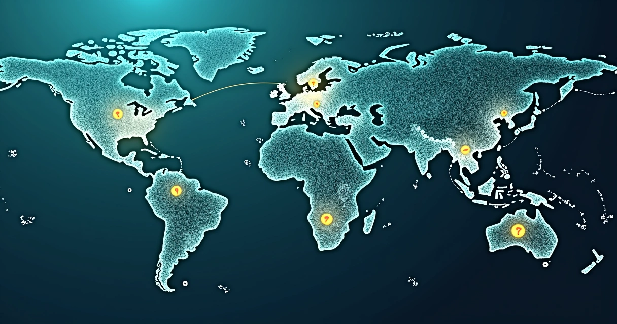 Mapa da América Latina destacando rede de integradores de tecnologia Bacula 