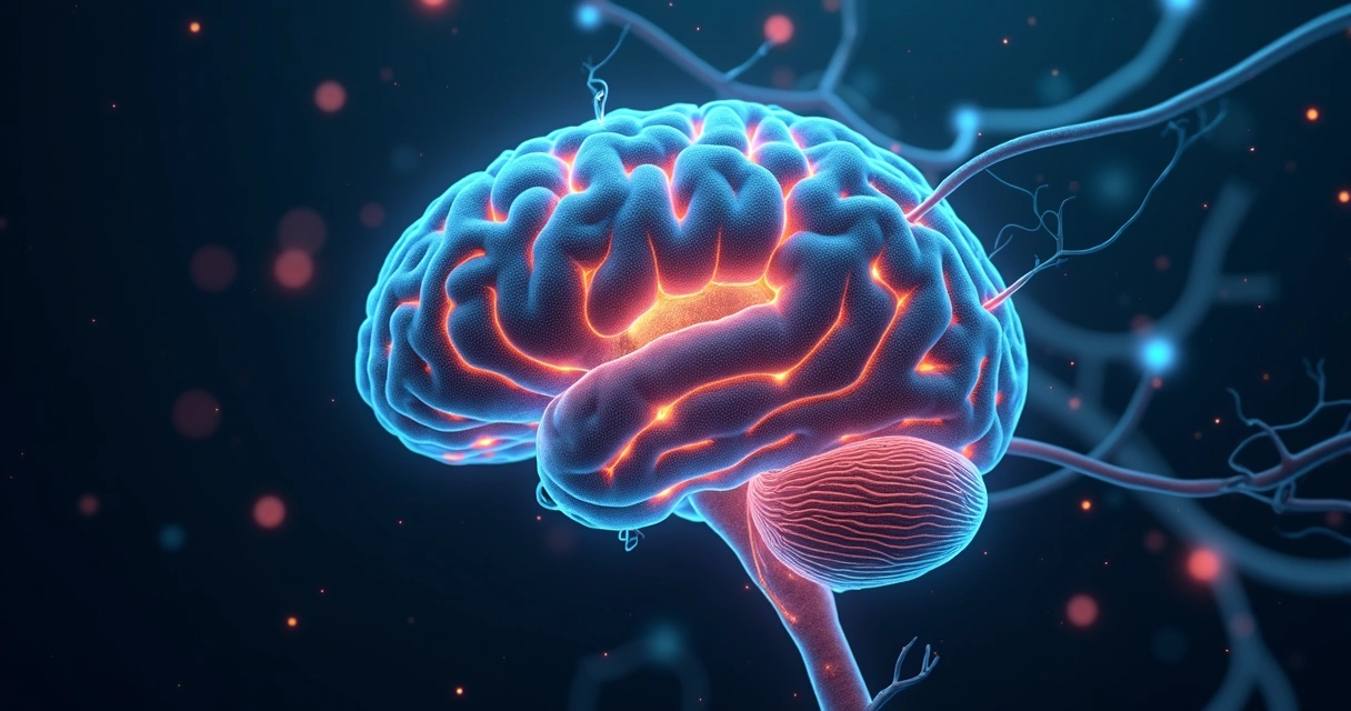 Rede neural no cérebro humano com conexões brilhantes