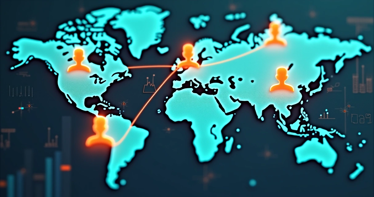 Rede global de parceiros conectando empresas em diferentes países 