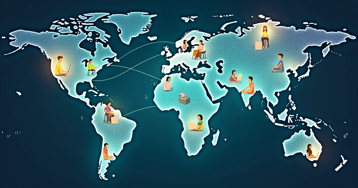 Rede digital de pessoas conectadas em diferentes dispositivos 