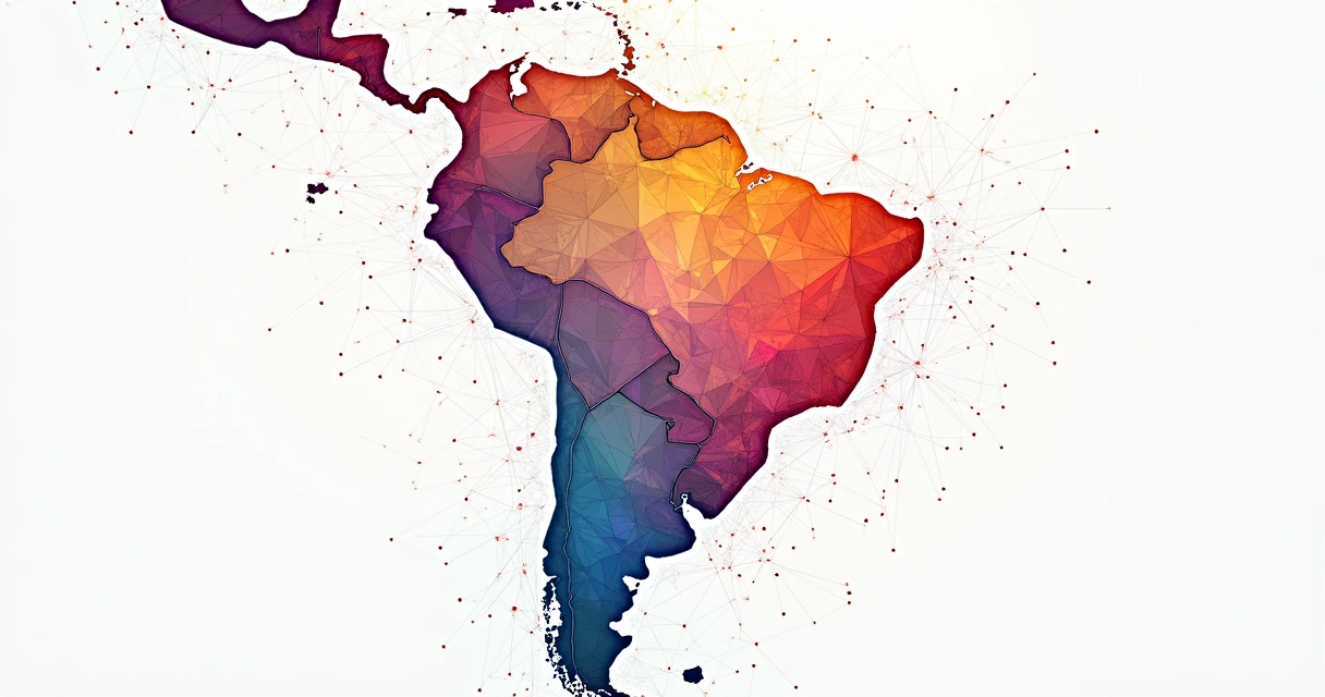 Mapa do Brasil preenchido com linhas coloridas simbolizando redes sexuais interligadas. 