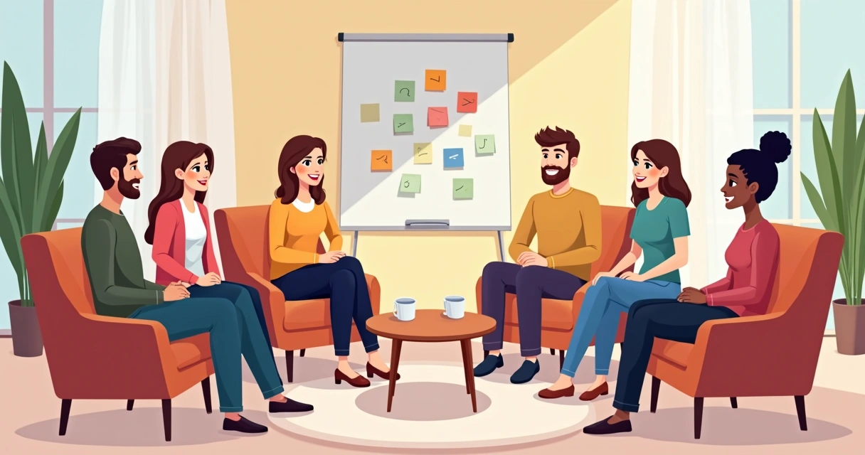 Grupo de pessoas conversando sentados em roda 