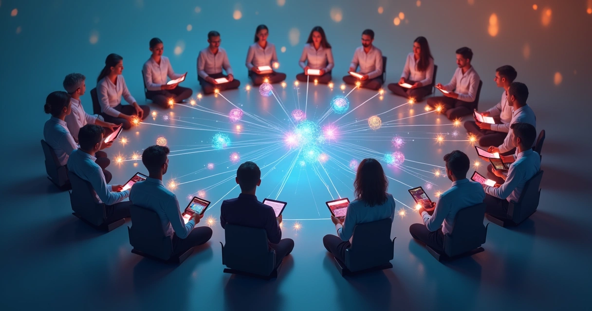 Rede conectando pessoas em círculos de troca de experiências