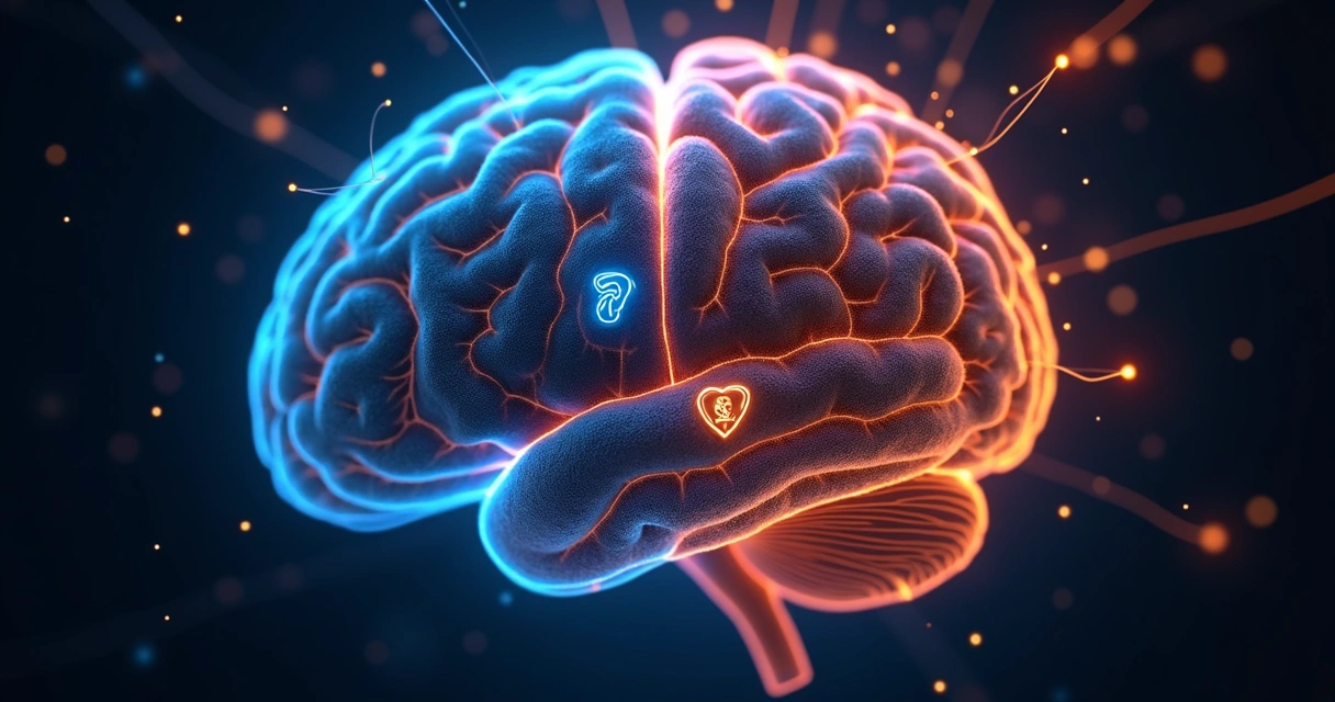 Ilustración de redes neuronales conectándose en el cerebro humano