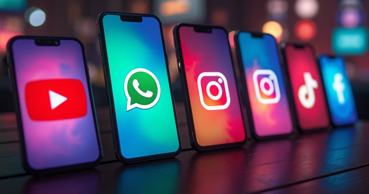 Principais redes sociais no Brasil em ilustrações 
