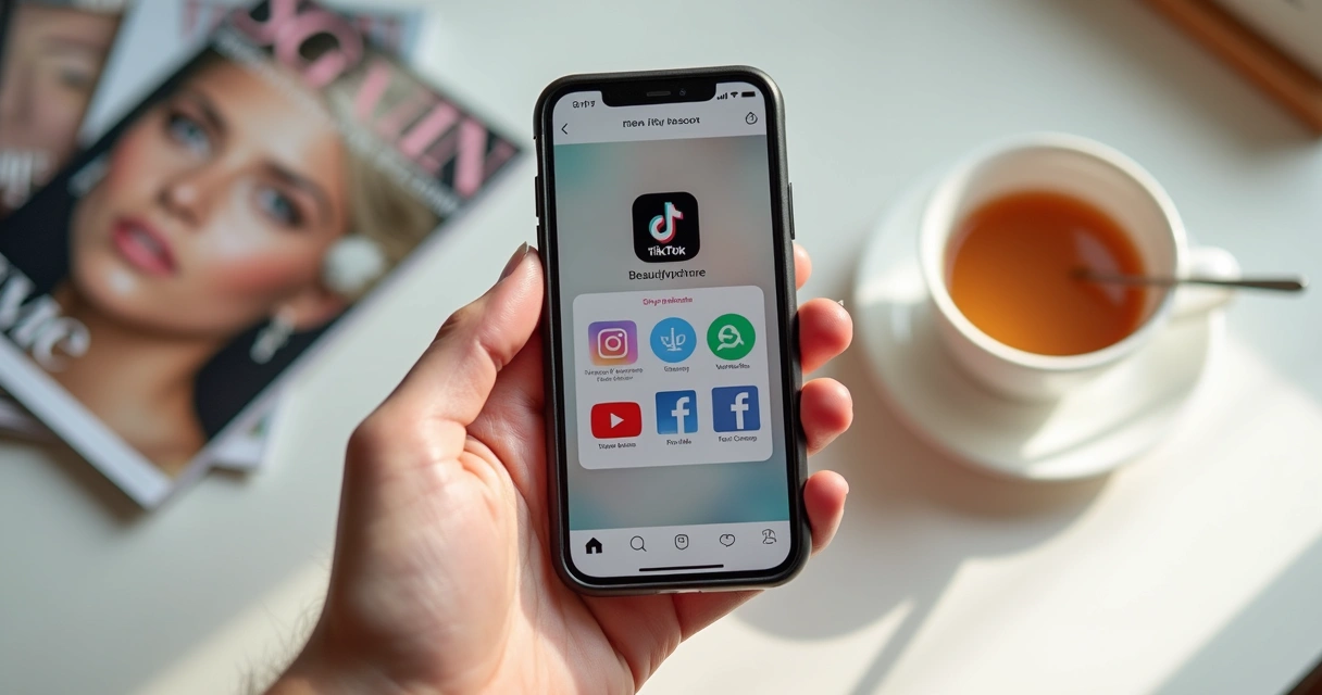 Celular mostrando ícones de redes sociais 