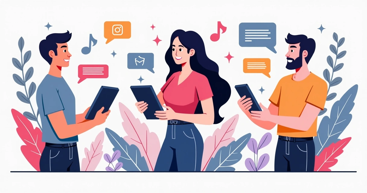 Influenciadores promovendo produtos em redes sociais via smartphone 