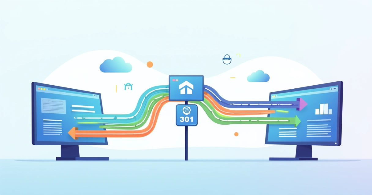 Conceito de domínio antigo redirecionando tráfego organizado para novo site 