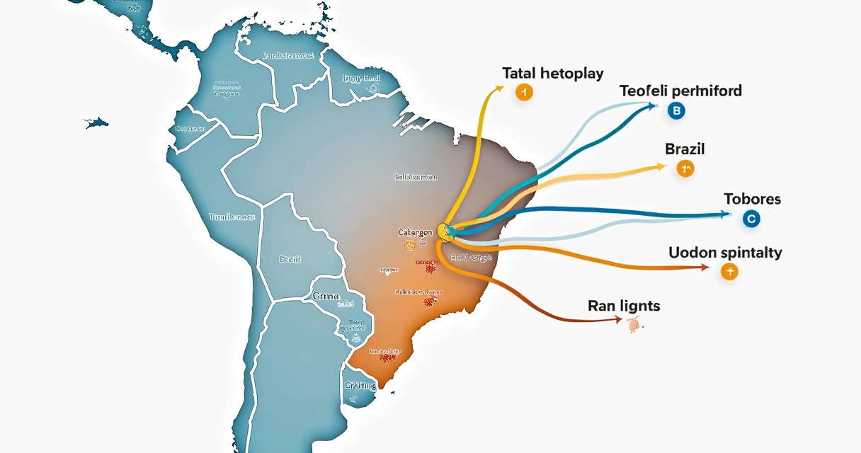 Mapa do Brasil com fluxos de impostos redistribuídos 