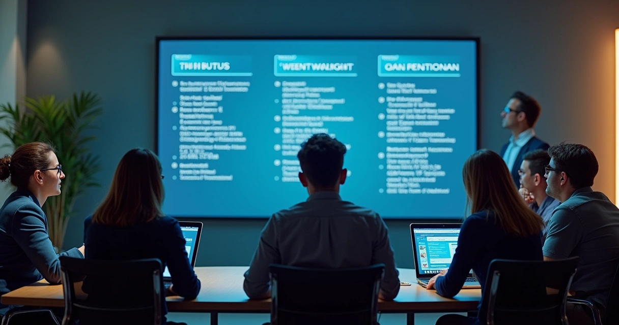 Equipe de RH analisando tela de computador com lista digital de pendências de treinamentos NR 