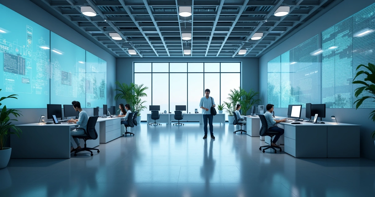 Call center moderno mostrando economia e eficiência 