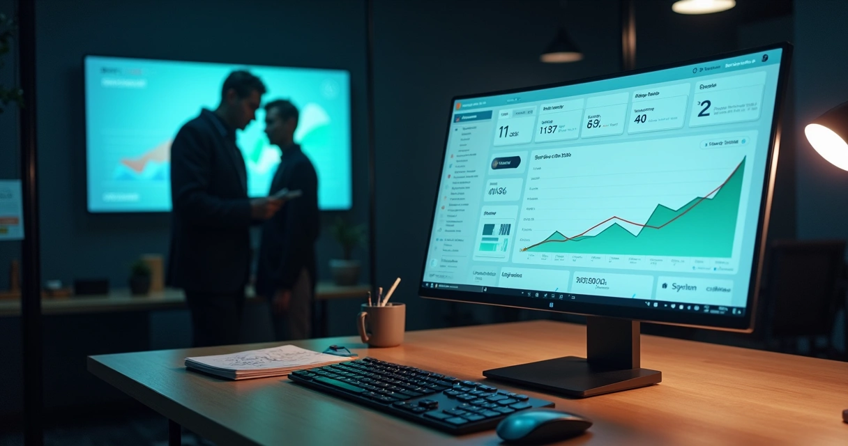 Dashboard mostrando gráfico com curva de churn caindo em empresa SaaS B2B 