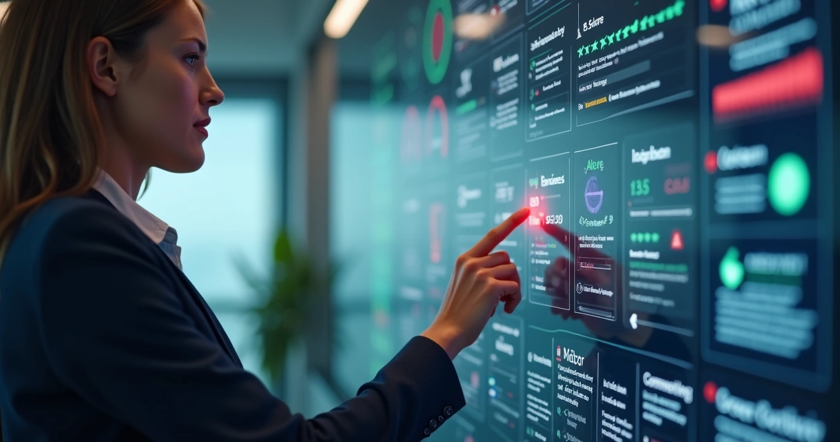 Colaborador revisando validações automáticas de onboarding em tela com alertas e confirmações 