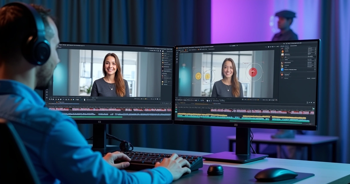 Video editor with automatic face focus in vertical format